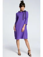 B070 Oversized šaty s páskem na zavazování - fialové