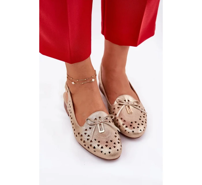 Dámské perforované baleríny s otevřenou patou Navinnia – zlaté