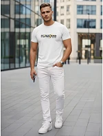 Pánské bavlněné tričko se streetwearovým potiskem bílé FashionStreet NX0145R Pánské bavlněné tričko se streetwearovým potiskem bílé FashionStreet NX0145R