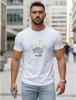 Pánské bavlněné tričko s originálním potiskem, bílé, FashionStreet NX0149R