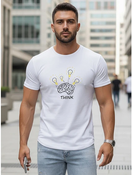 Pánské bavlněné tričko s originálním potiskem, bílé, FashionStreet NX0149R Pánské bavlněné tričko s originálním potiskem, bílé, FashionStreet NX0149R