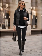 Dámská prošívaná zateplená krátká černá vesta FashionStreet TY5970 Dámská prošívaná zateplená krátká černá vesta FashionStreet TY5970