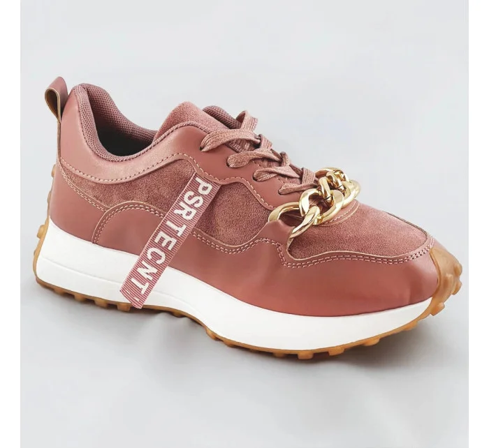 Růžové sportovní boty s řetízkem model 17209347 Růžové sportovní boty s řetízkem model 17209347