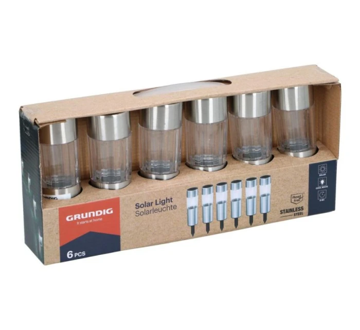 SOLÁRNÍ LAMPA 4,5X15CM INOX 6KS GRUNDIG SOLÁRNÍ LAMPA 4,5X15CM INOX 6KS GRUNDIG