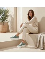 Dámské kožené polobotky ažurové zelené model 22116561 - FILIPPO