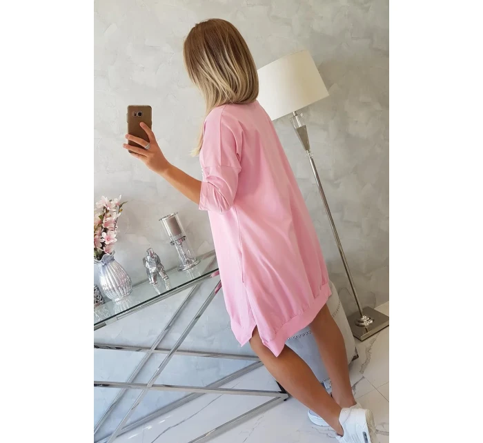 Šaty s potiskem a rozšířeným spodním dílem světle růžové Šaty s potiskem a rozšířeným spodním dílem světle růžové