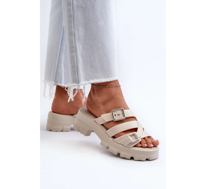 Dámské Žabky Na Nízkém Podpatku  Bežové model 21661805 - Zaxy