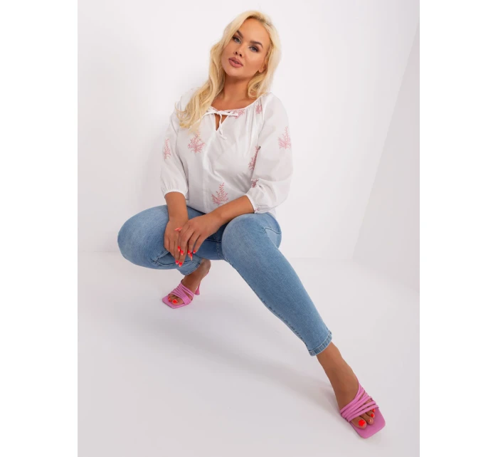 Bluzka LK BZ biało różowy model 18837792 - FPrice Bluzka LK BZ biało różowy model 18837792 - FPrice