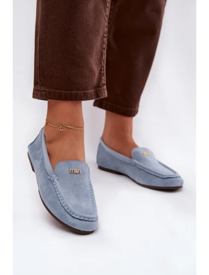 Dámské mokasíny s malým zlatým detailem – modré Sarivelle Dámské mokasíny s malým zlatým detailem – modré Sarivelle