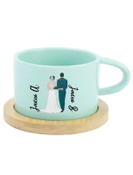 Personalizovaný keramický hrníček Makronka s novomanželským párem 