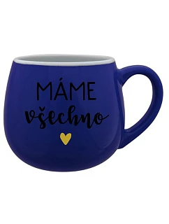 MÁME VŠECHNO - modrý keramický hrníček 300 ml