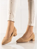 Klasické dámské  lodičky hnědé na širokém podpatku