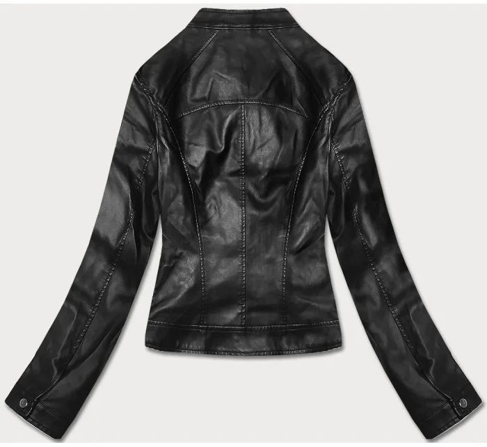 Krátká černá bunda ramoneska se stojáčkem (11Z8032)