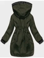 Tenká dámská bunda v khaki barvě s ozdobnou lemovkou (B8142-11)