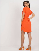 Oranžové šaty s kulatým výstřihem (2905)