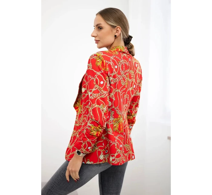 Bavlněná bunda s barevným potiskem červený