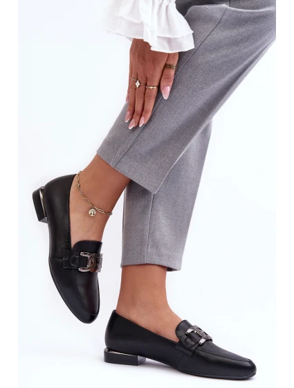 Dámské mokasíny s ozdobou černá model 21636073 - SERGIO LEONE