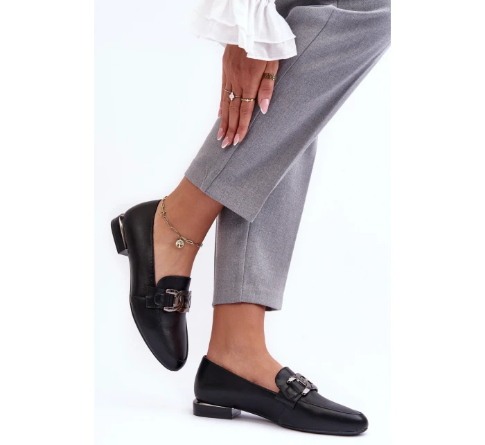 Dámské mokasíny s ozdobou černá model 21636073 - SERGIO LEONE