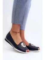 Dámské lodičky s ozdobou z ekokože tmavě modré Biolita