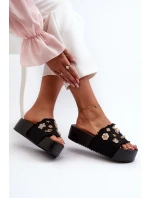 Dámské žabky na platformě s přezkami Černé