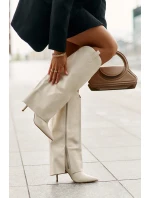 Kozačky Na Podpatku S Svrškem Světle Béžové model 21677301 - Boto