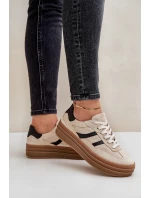 Semišové tenisky na platformě béžové Zazoo N1176