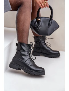 Zateplené boty s ozdobnými prvky na šněrování černé model 21680629 - EVENTO