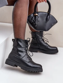 Zateplené boty s ozdobnými prvky na šněrování černé model 21680629 - EVENTO