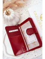 Lakovaný dámský peněženka s reliéfem a zlatým detailem červená Evlinne