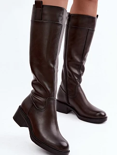 Dámské nízké podpatky zateplené model 22368617 hnědé - SERGIO LEONE