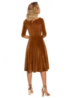 M645 Sametové zavinovací midi šaty - vínové