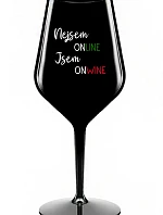 NEJSEM ONLINE JSEM ONWINE - černá nerozbitná sklenice na víno 470 ml