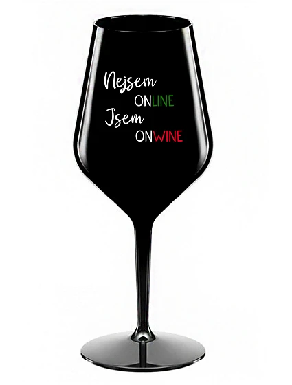 NEJSEM ONLINE JSEM ONWINE - černá nerozbitná sklenice na víno 470 ml NEJSEM ONLINE JSEM ONWINE - černá nerozbitná sklenice na víno 470 ml