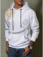 Pánská mikina s kapucí s potiskem bílá FashionStreet BX5574 Pánská mikina s kapucí s potiskem bílá FashionStreet BX5574