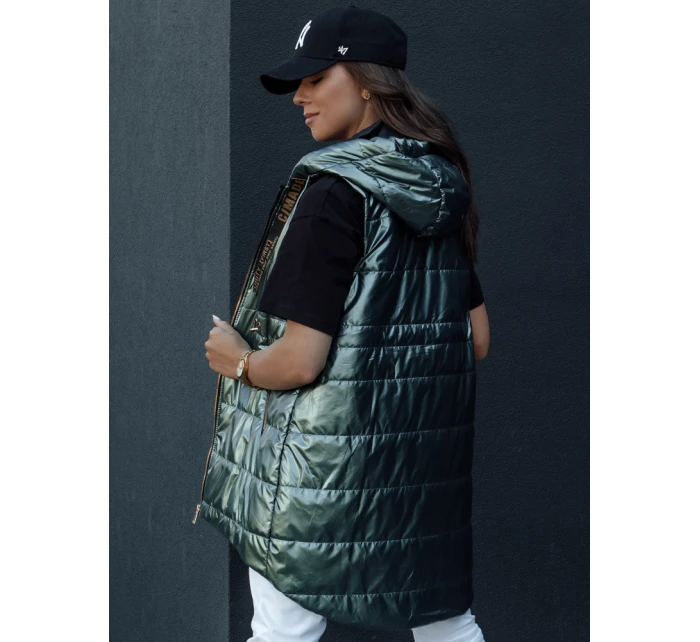 Dámská prošívaná vesta PIXIECODE tmavě zelená FashionStreet TY4445 Dámská prošívaná vesta PIXIECODE tmavě zelená FashionStreet TY4445