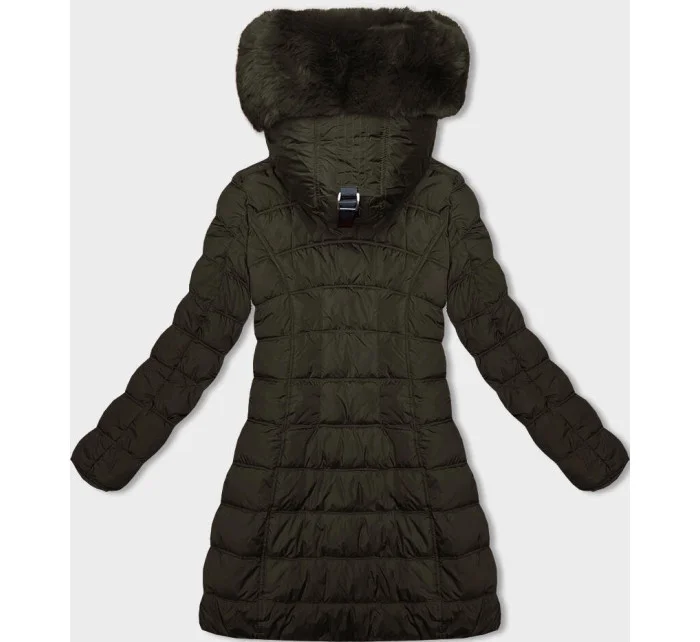 Dámská zimní bunda v khaki barvě s kapucí model 21246483 - LHD