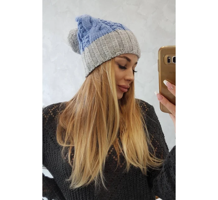 Paris fleecová čepice K212 modrá+šedá