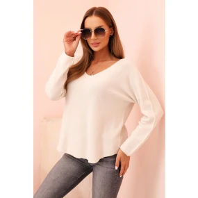 Dámský svetr s viskózou a výstřihem do V světlé béžový