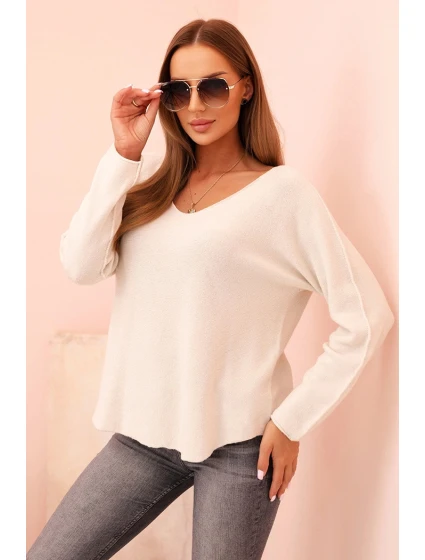 Dámský svetr s viskózou a výstřihem do V světlé béžový Dámský svetr s viskózou a výstřihem do V světlé béžový
