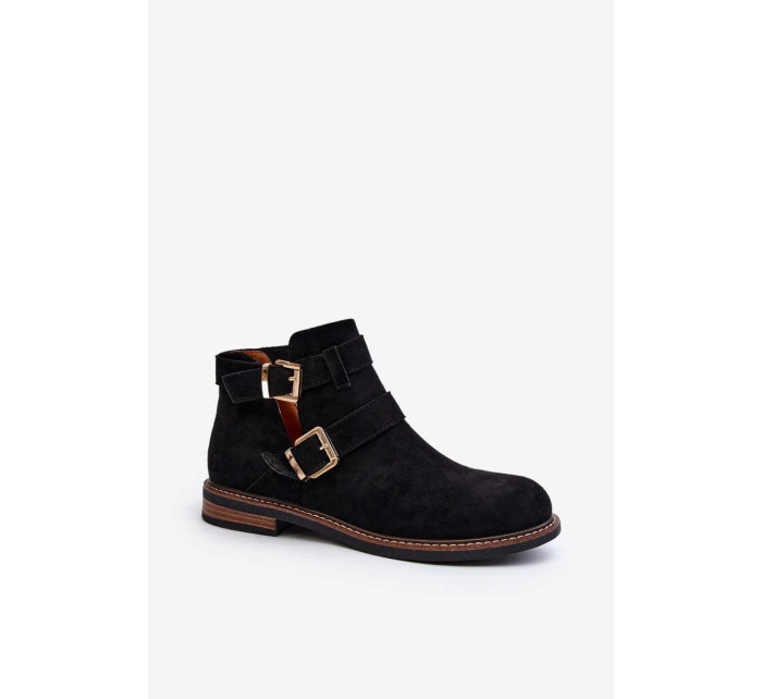 Dámské boty na ploché podrážce s pásky černé model 21647710 - Boto Dámské boty na ploché podrážce s pásky černé model 21647710 - Boto