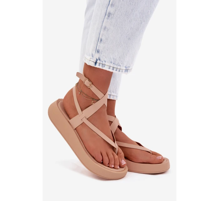 Dámské sandály na platformě Béžové model 22038413 - Boto