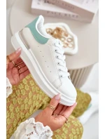 Nízké Dámské Tenisky Na Platformě Z Eko Kůže Bílo-Zelené Nevelena Nízké Dámské Tenisky Na Platformě Z Eko Kůže Bílo-Zelené Nevelena