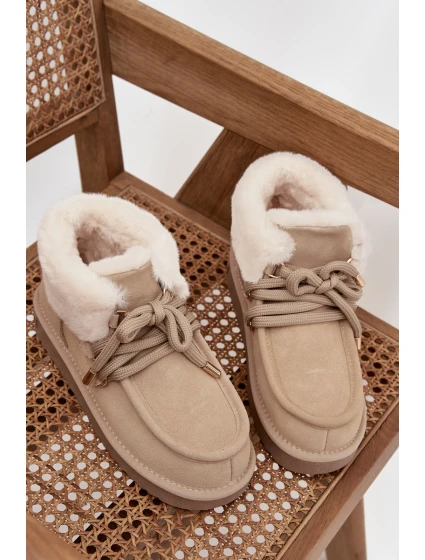 Dámské sněhule D.Franklin z přírodního semiše – světle béžové Dámské sněhule D.Franklin z přírodního semiše – světle béžové