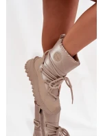 Dámské kožené sněhule na platformě Lee Cooper – béžovo-zlaté Dámské kožené sněhule na platformě Lee Cooper – béžovo-zlaté