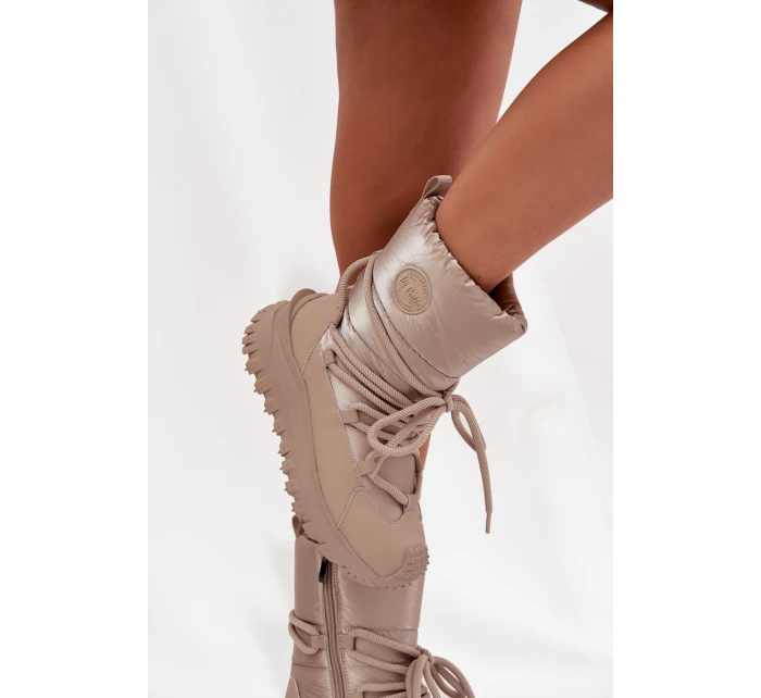 Dámské kožené sněhule na platformě Lee Cooper – béžovo-zlaté Dámské kožené sněhule na platformě Lee Cooper – béžovo-zlaté