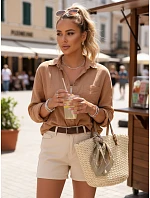 Dámské ležérní šortky s páskem béžové FashionStreet SY0502