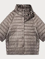 Oboustranná dámská bunda plus size s 3/4 rukávy Goodlookin cocoa/panther (M6-6308-358)
