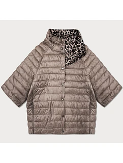 Oboustranná dámská bunda plus size s 3/4 rukávy Goodlookin cocoa/panther (M6-6308-358)