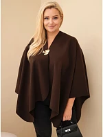 Dámské pončo Oversize s broží narzutka hnědá Dámské pončo Oversize s broží narzutka hnědá