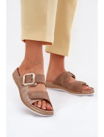 Dámské Pantofle S Přezkou A Suchým Zipperem Hnědé INBLU MK000013